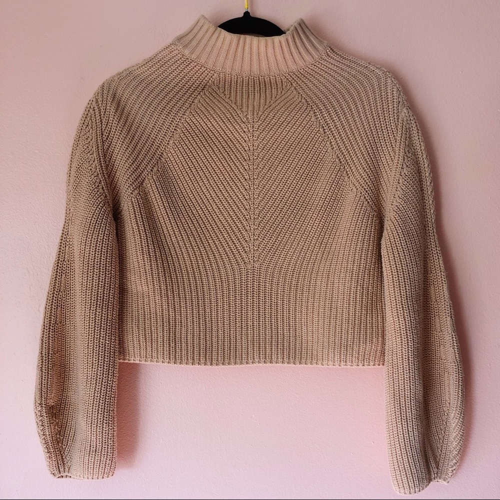 H&M Nude Ribbed Mock Neck Sweater - Picture 2 of 4